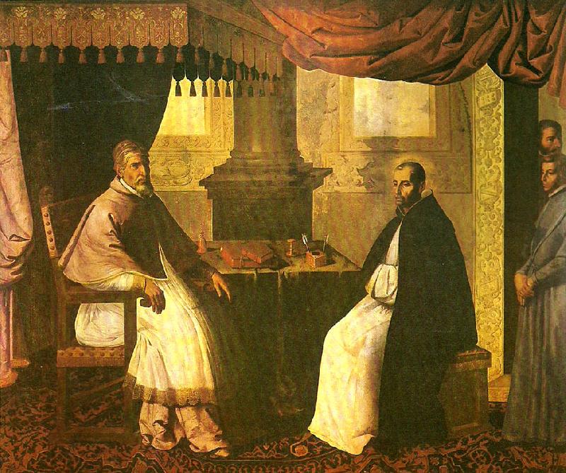Francisco de Zurbaran st. bruno in conversation with pope urban Norge oil painting art